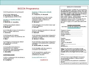 MODALITA DISCRIZIONE BOZZA Programma 10 00 Registrazione dei