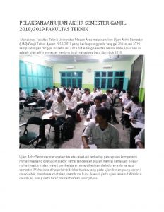 PELAKSANAAN UJIAN AKHIR SEMESTER GANJIL 20182019 FAKULTAS TEKNIK