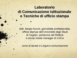 Laboratorio di Comunicazione istituzionale e Tecniche di ufficio