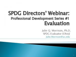 SPDG Directors Webinar Professional Development Series 1 Evaluation