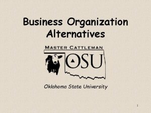Business Organization Alternatives Oklahoma State University 1 Organization