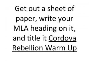 Get out a sheet of paper write your