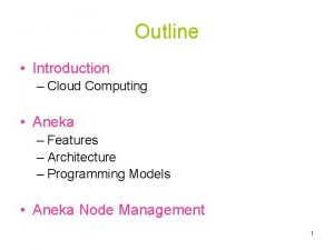 Outline Introduction Cloud Computing Aneka Features Architecture Programming