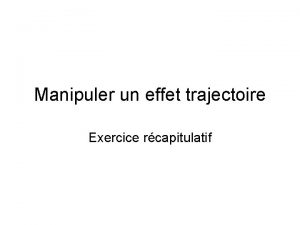 Manipuler un effet trajectoire Exercice rcapitulatif partir de