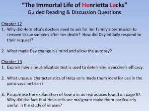 The Immortal Life of Henrietta Lacks Guided Reading