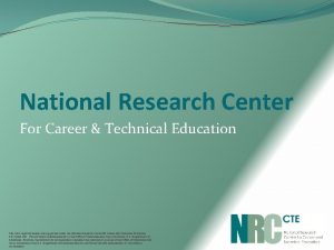 National Research Center For Career Technical Education The