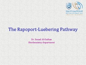 The RapoportLuebering Pathway Dr Sooad AlDaihan Biochemistry department