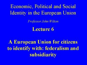 Economic Political and Social Identity in the European