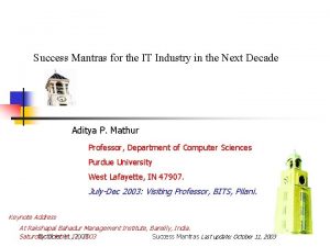 Success Mantras for the IT Industry in the