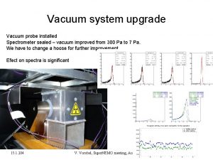 Vacuum system upgrade Vacuum probe installed Spectrometer sealed