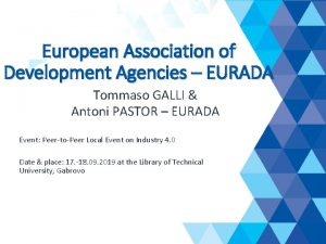 European Association of Development Agencies EURADA Tommaso GALLI