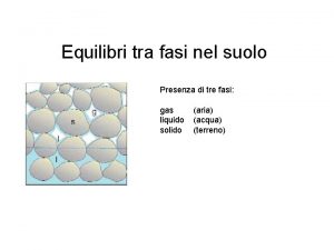 Equilibri tra fasi nel suolo Presenza di tre