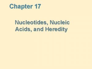 Chapter 17 Nucleotides Nucleic Acids and Heredity Introduction