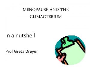 MENOPAUSE AND THE CLIMACTERIUM in a nutshell Prof