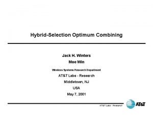 HybridSelection Optimum Combining Jack H Winters Moe Win