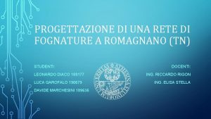 PROGETTAZIONE DI UNA RETE DI FOGNATURE A ROMAGNANO