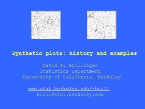 Synthetic plots history and examples David R Brillinger