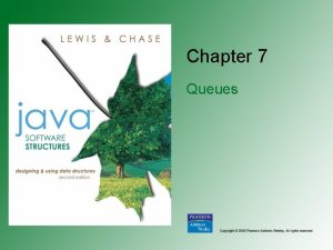 Chapter 7 Queues Chapter Objectives Examine queue processing