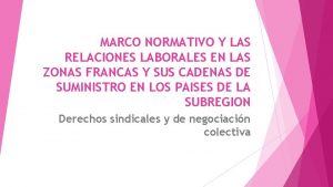 MARCO NORMATIVO Y LAS RELACIONES LABORALES EN LAS