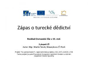 Zpas o tureck ddictv Rozklad Osmansk e v