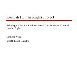 Kurdish Human Rights Project Bringing a Case at