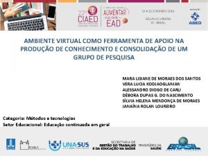 AMBIENTE VIRTUAL COMO FERRAMENTA DE APOIO NA PRODUO