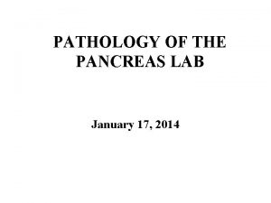 PATHOLOGY OF THE PANCREAS LAB January 17 2014