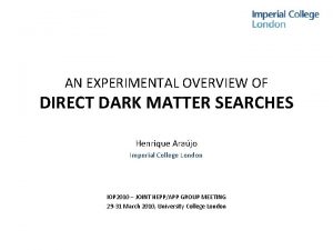 AN EXPERIMENTAL OVERVIEW OF DIRECT DARK MATTER SEARCHES