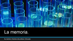 La memoria Su nombre Nombre del profesor Escuela