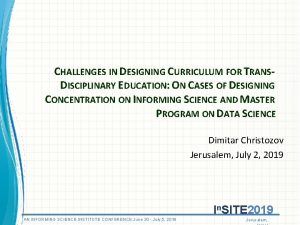 CHALLENGES IN DESIGNING CURRICULUM FOR TRANSDISCIPLINARY EDUCATION ON