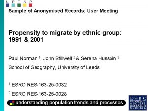 Sample of Anonymised Records User Meeting Propensity to