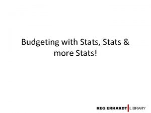 Budgeting with Stats Stats more Stats Ebook Purchase