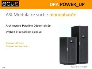 DPA POWERUP ASI Modulaire sortie monophase Architecture Parallle