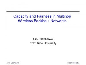 Capacity and Fairness in Multihop Wireless Backhaul Networks