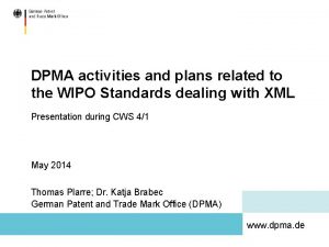 DPMA activities and plans related to the WIPO