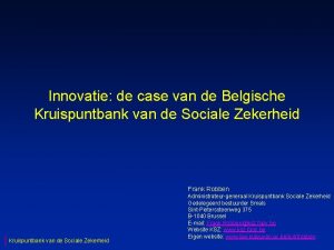 Innovatie de case van de Belgische Kruispuntbank van