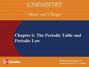CHEMISTRY Matter and Change Chapter 6 The Periodic