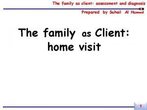 The family as client assessment and diagnosis Prepared