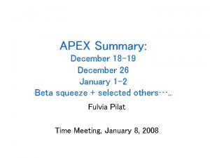 APEX Summary December 18 19 December 26 January