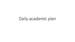 Daily academic plan Daily Academic Plan For Second