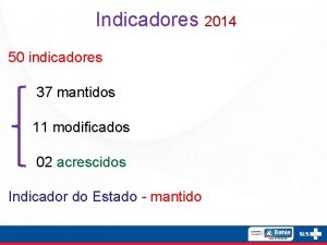 Indicadores 2014 50 indicadores 37 mantidos 11 modificados