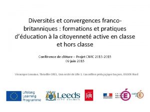 Diversits et convergences francobritanniques formations et pratiques dducation