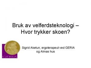 Bruk av velferdsteknologi Hvor trykker skoen Sigrid Aketun