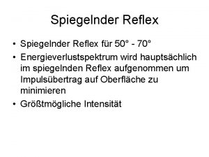 Spiegelnder Reflex Spiegelnder Reflex fr 50 70 Energieverlustspektrum