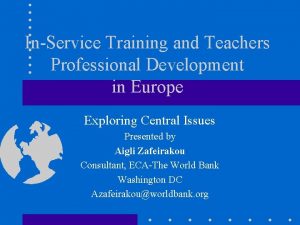 InService Training and Teachers Professional Development in Europe