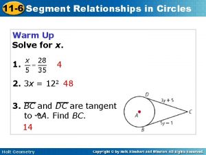 11 6 Segment Relationships in Circles Warm Up