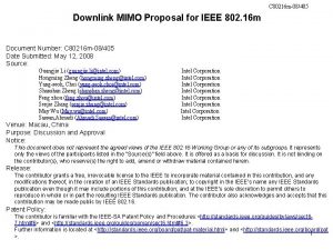 C 80216 m08405 Downlink MIMO Proposal for IEEE