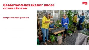 Seniorbofllesskaber under coronakrisen Sprgeskemaundersgelse 2020 Introduktion til undersgelsen