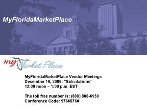 My Florida Market Place Vendor Meetings December 16