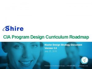 CIA Program Design Curriculum Roadmap Master Design Strategy